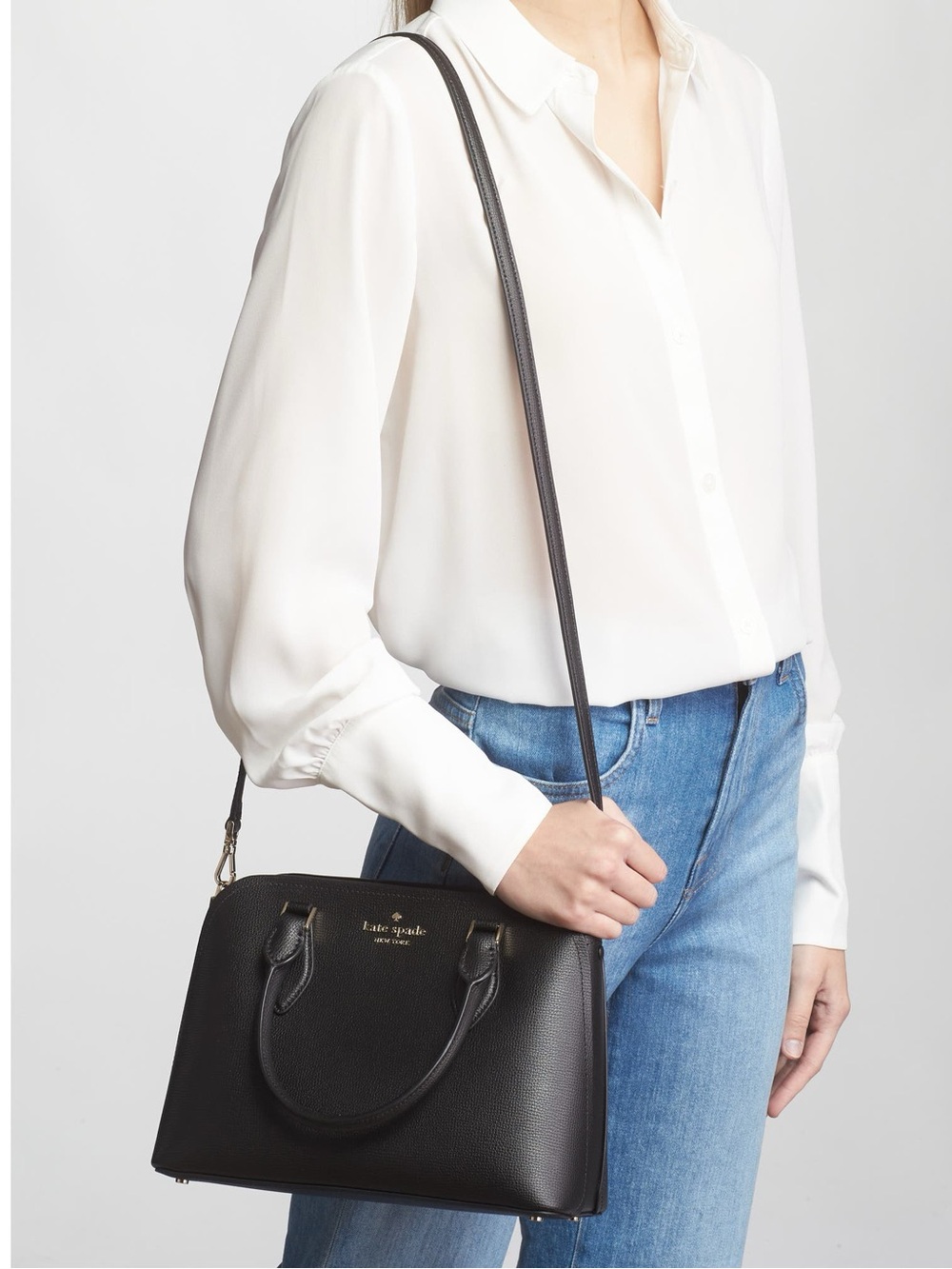 Kate Spade Darcy Small Satchel Black Refined Grain Leather Crossbody Bag
